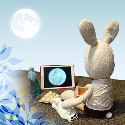 月を見るうさくま