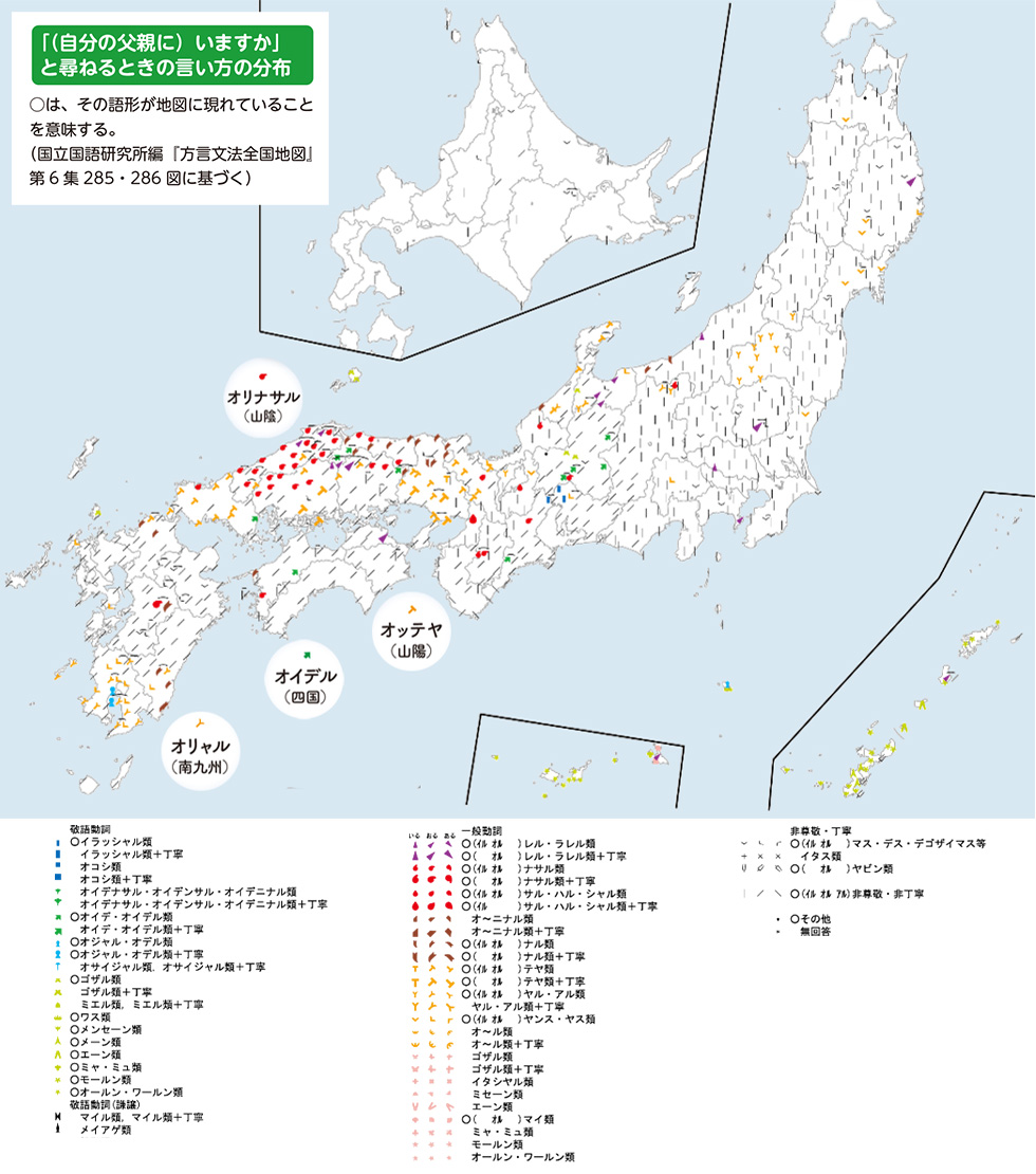 「(自分の父親に)いますか」と尋ねるときの言い方の分布